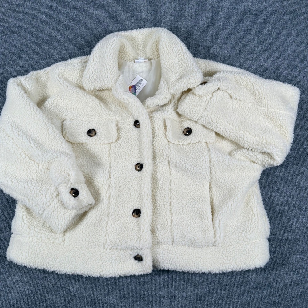 Womens 2XL Sherpa Fleece Teddy Jacket Shacket Cropped Coat Outdoor Cabincore NWT